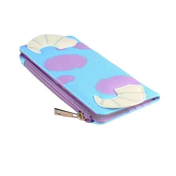 Disney Monsters Inc. Sulley 3D Horns Snap Closure Faux Leather Zip Wallet Pixar - Picture 2 of 5